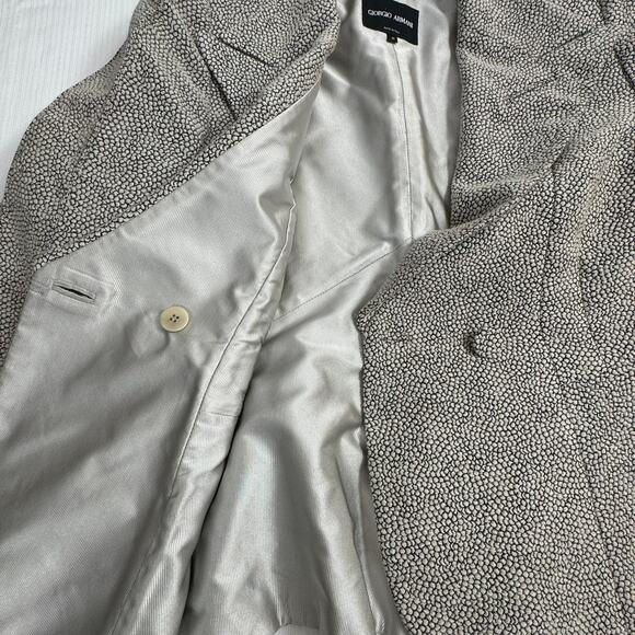 GIORGIO ARMANI Size 48 Bouclé Textured Blazer Classic Italian Luxury Old Money - Picture 5 of 8